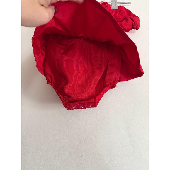 FOR LOVE & LEMONS | Lil Lemons Red Moire Dress with Rhinestone Bow 0-3 months - Picture 4 of 6